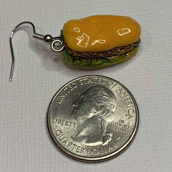 Sub Sandwich Earrings, Funny Food Earrings, Silly Earrings, Sandwich Earring - Picture 4 of 5